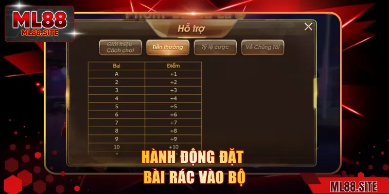 Hành động đặt bài rác vào bộ